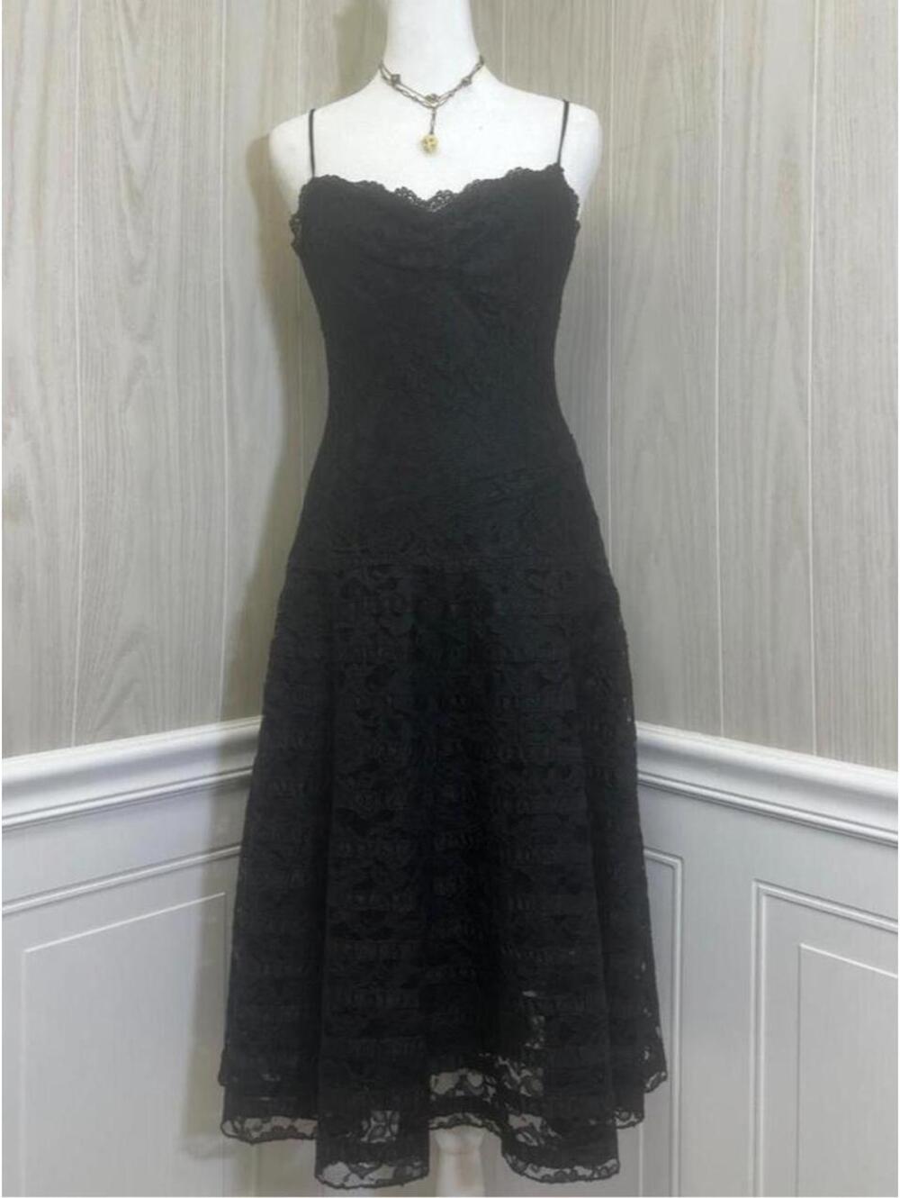 Vintage 90s Betsey Johnson black lace dress.